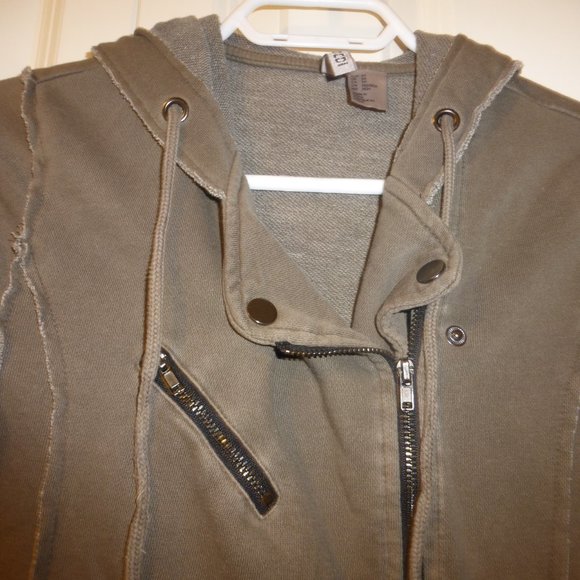 H&M DIVIDED olive moto style zip up hoodie with side pockets - Picture 5 of 10